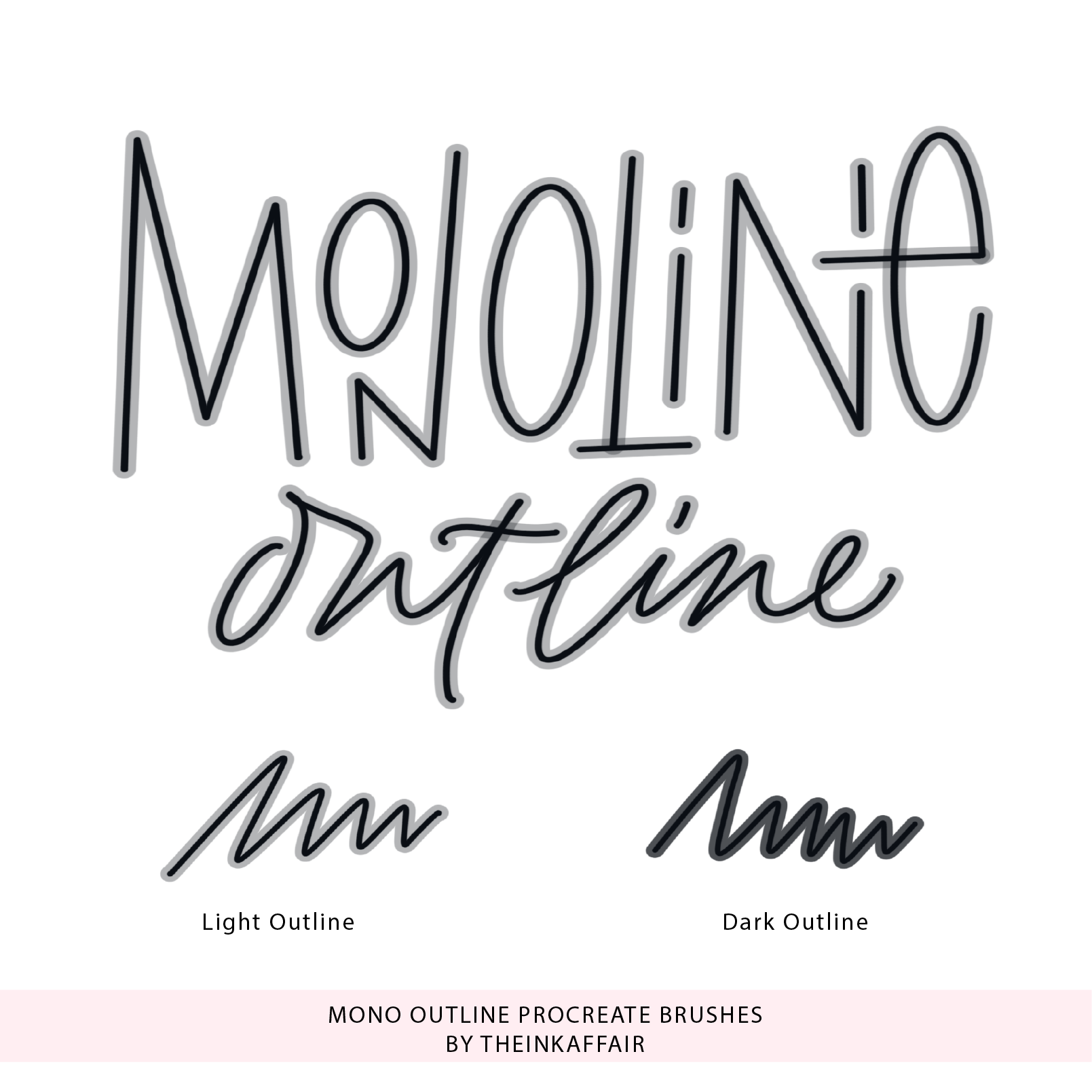 Monoline outline - 2 procreate brushes