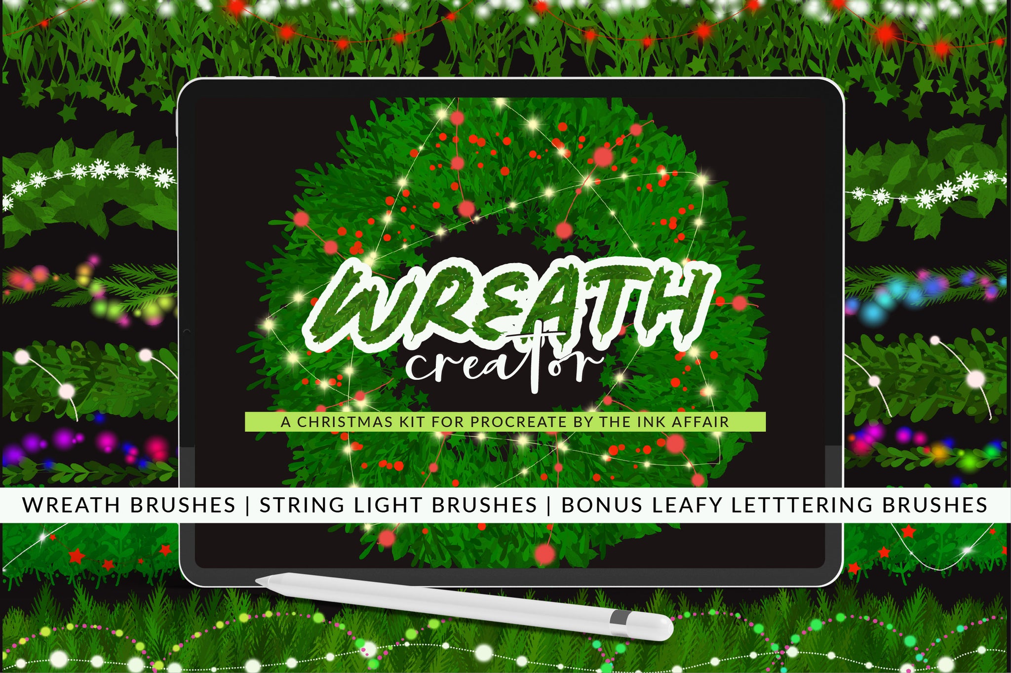 Christmas String Lights Wreath Creator for Procreate